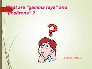 What are “gamma rays” and
“positrons” ?
A little detour….
 