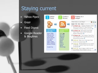 Staying current Yahoo Pipes Grazr Feed Digest Google Reader  & Bloglines 