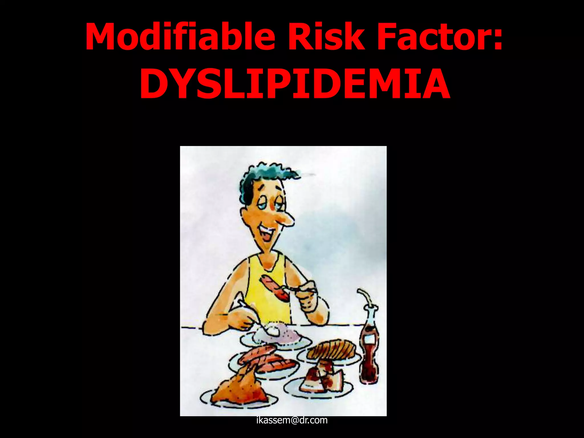 Modifiable Risk Factor:
DYSLIPIDEMIA
ikassem@dr.com
 