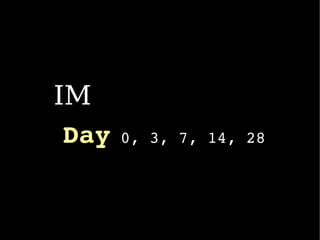 IM
Day 0, 3, 7, 14, 28
 