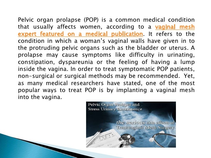 Medical Procedures during a Vaginal Mesh Implant for POP