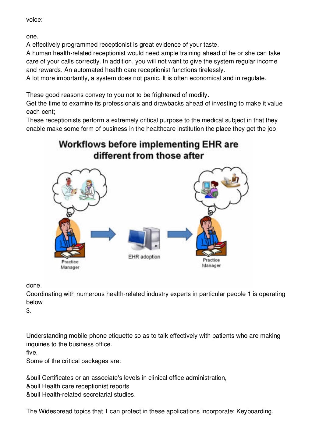 Medical Receptionist Job Description