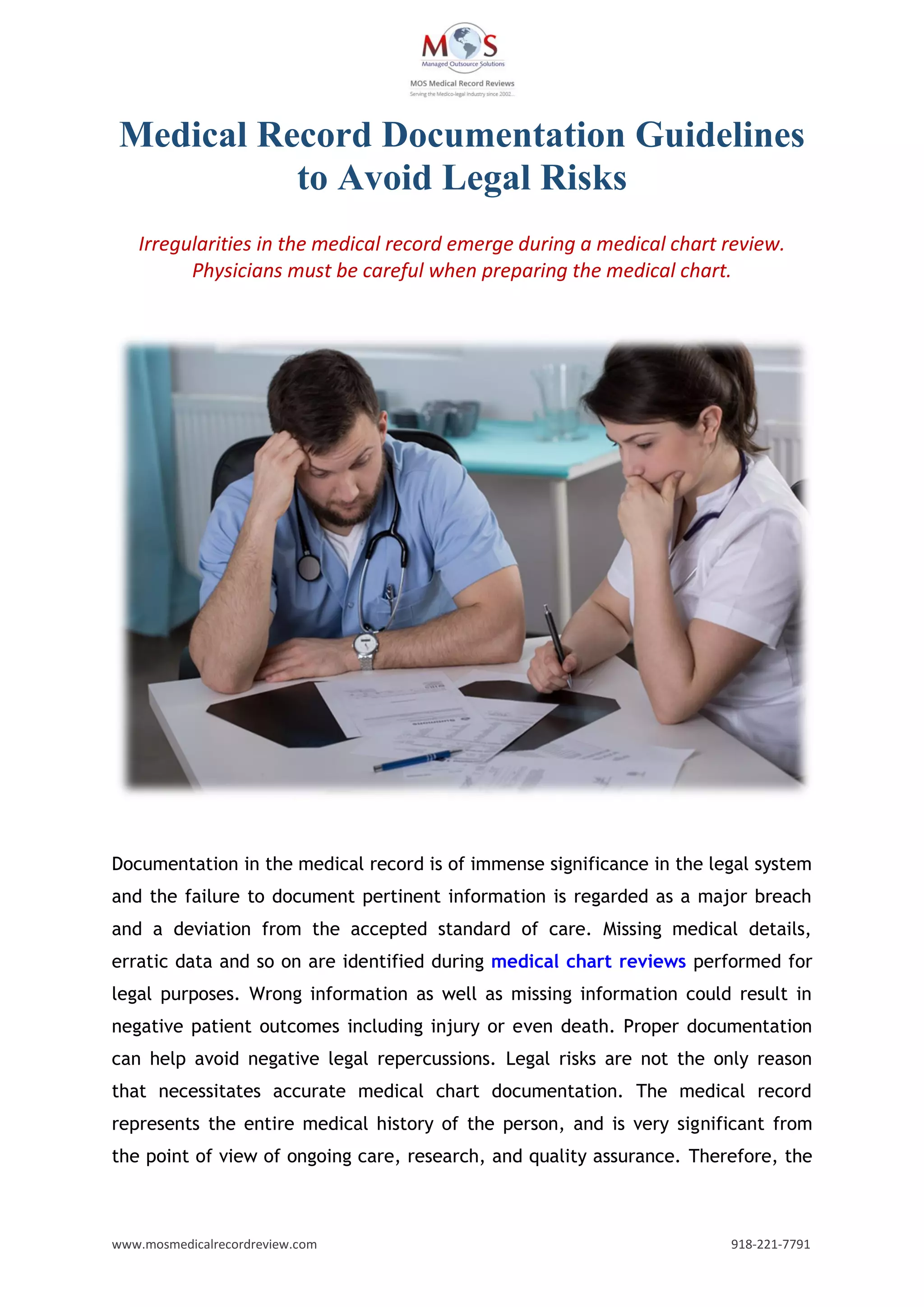 Medical Record Documentation Guidelines to Avoid Legal Risks PDF