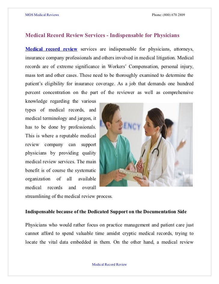 Medical record review services indispensable for physicians
