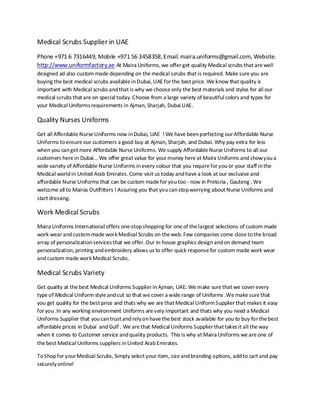 Medical scrubs supplier ajman, sharjah, dubai uae