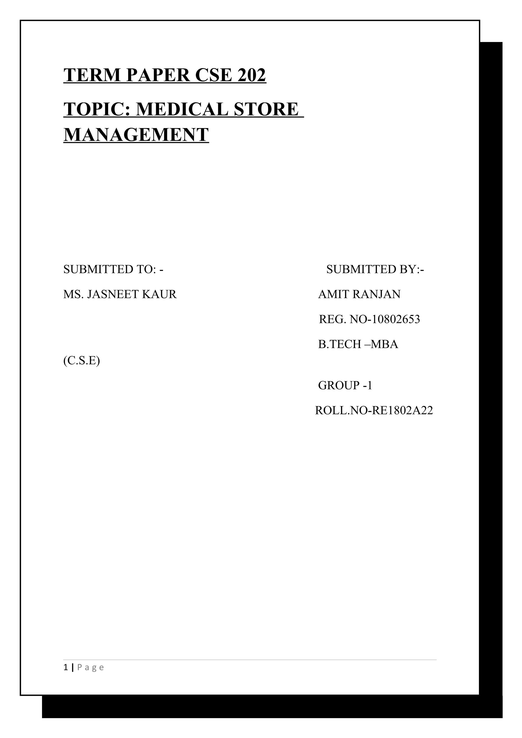 Medical store management system | DOC