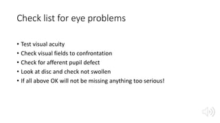 Eye survival for medical students, a narrated presentation. | PPT