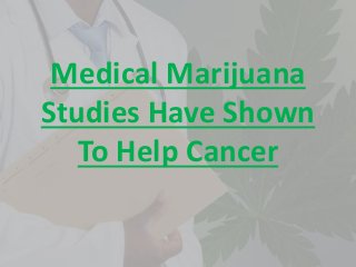 Medical Marijuana
Studies Have Shown
To Help Cancer
 