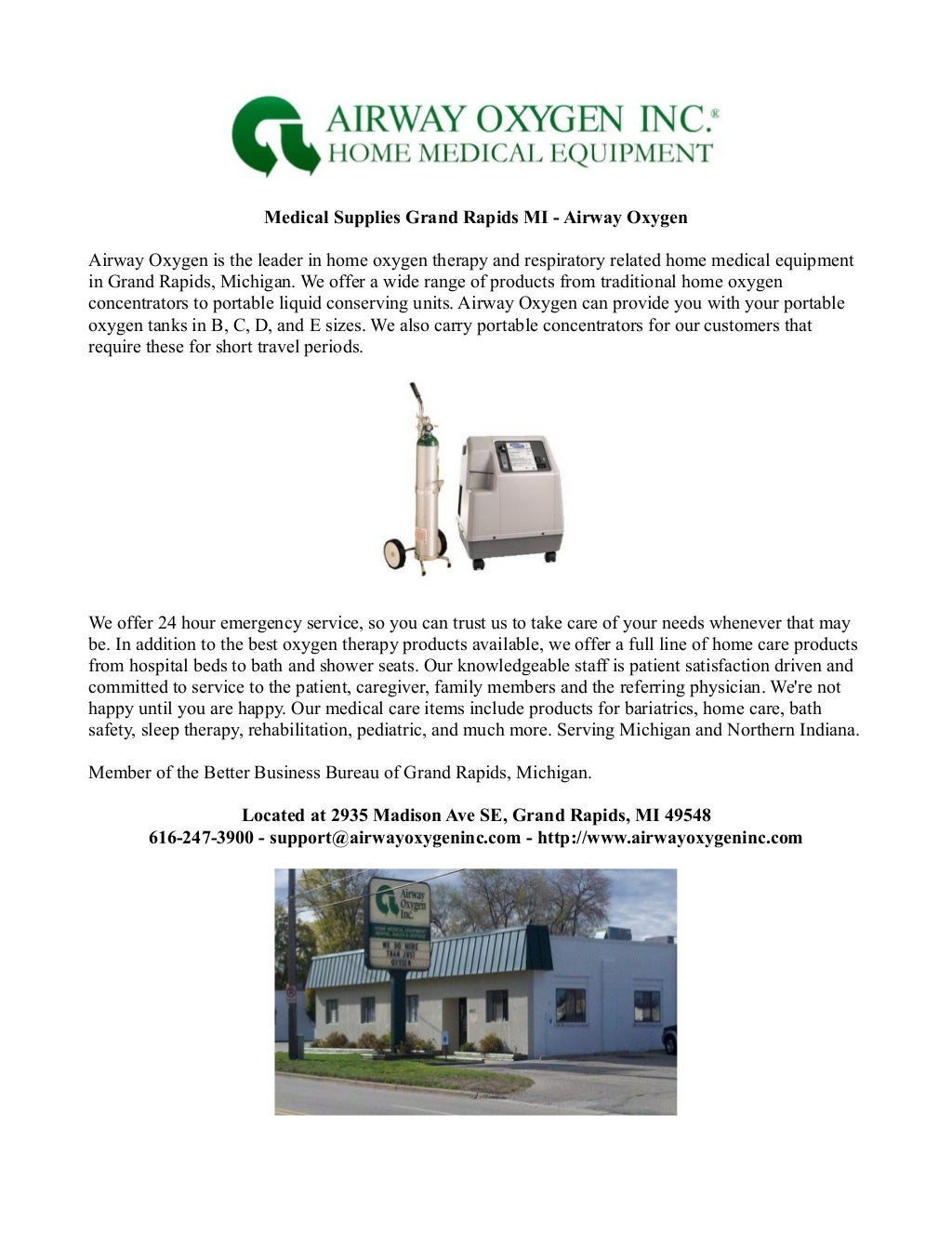 Medical supplies grand rapids mi airway oxygen