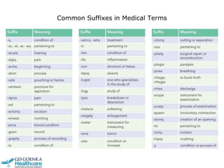 Common Suffixes in Medical Terms
 