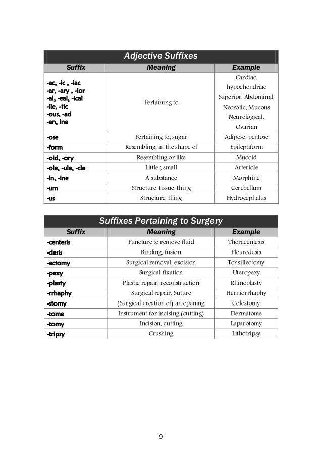medical terminology part 1 prefixes suffixes combining forms suffix form