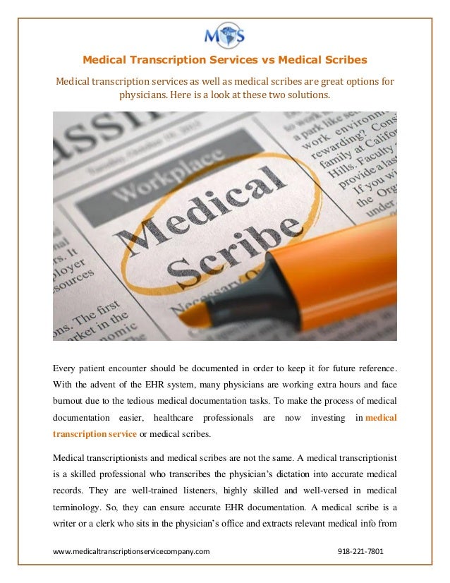 Medical Transcription Services vs Medical Scribes PDF