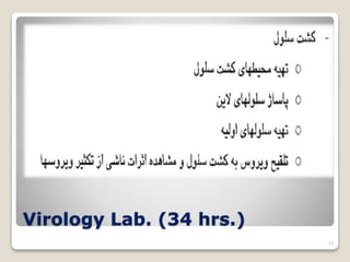 Virology Lab. (34 hrs.)
11
 