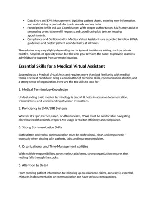 Virtual Assistant Task Pdf Medical Virtual Assistant Job Description.docx