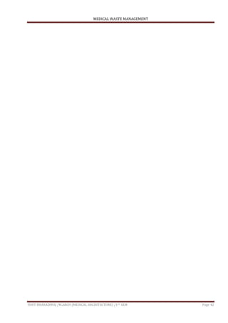 MEDICAL WASTE MANAGEMENT
ISHIT BHARADWAJ /M.ARCH (MEDICAL ARCHITECTURE) /1ST SEM Page 42
 