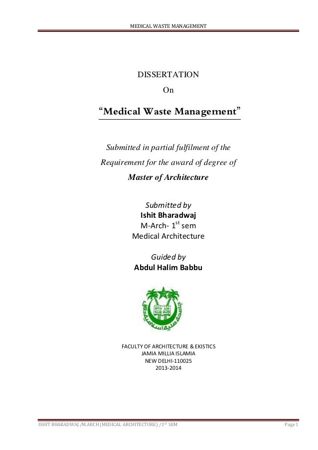 Dissertation on hospital waste management