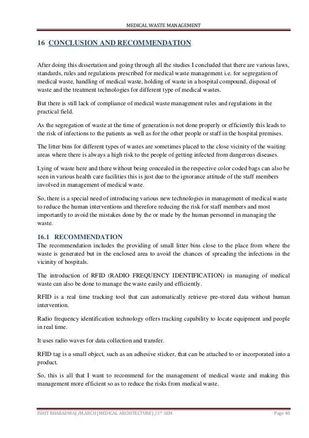 dissertation on hospital waste management