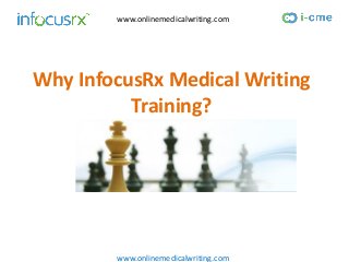 www.onlinemedicalwriting.com
Why InfocusRx Medical Writing
Training?
www.onlinemedicalwriting.com
 