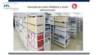 Acomodo por orden Alfabético y vía de
administración
 