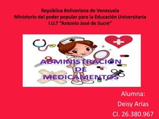 República Bolivariana de Venezuela
Ministerio del poder popular para la Educación Universitaria
I.U.T “Antonio José de Sucre”
Alumna:
Deisy Arias
CI. 26.380.967
 