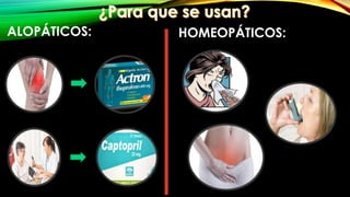 ALOPÁTICOS: HOMEOPÁTICOS:
 