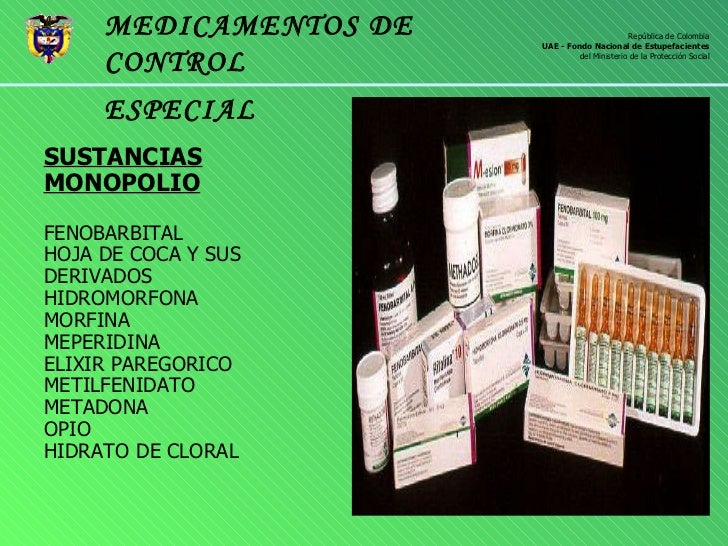 Resultado de imagen para medicamentos de control especial