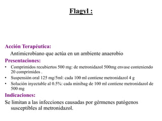 FarmacologíaÁcido acetil salicílicoPresentación: comprimidos de 75-100-500-650mgDosis utilizada: 100mg por díaVía de Administración: vía oral Antiinflamatorio  no esteroidal, perteneciente a los salicilatos, tiene efectos como analgésico, antipirético y antiagregante plaquetario. Actúa inhibiendo la producción de la enzima ciclooxigenasa impidiendo la síntesis de prostaglandinas y tromboxanos (mediadores inflamatorios)Se utiliza para el alivio sintomático de cefaleas, mialgias, artralgias y síntomas gripales. En bajas dosis es utilizado como antiagregante plaquetario en la prevención de episodios cardiovasculares, especialmente en quienes ya han sufrido infarto al miocardio. Ram: Gastrointestinales como dispepsia, dolor abdominal y úlcera gástrica, hepatotoxicidad, disminución de la función renal y trombocitopenia.  