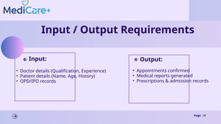 Patient Input Module MediCare+ doctor and patient management system | PPTX