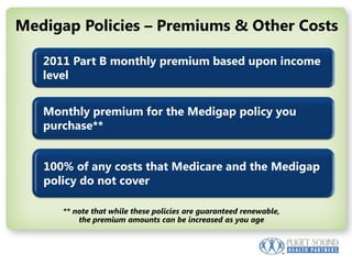 Medigap Policies – Premiums & Other Costs** note that while these policies are guaranteed renewable, the premium amounts can be increased as you age
