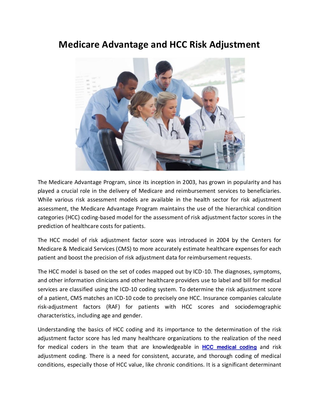 Medicare Advantage and HCC Risk Adjustment - Inferscience | PDF