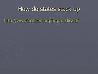 How do states stack up http://www2.citizen.org/hrg/medicaid/ 