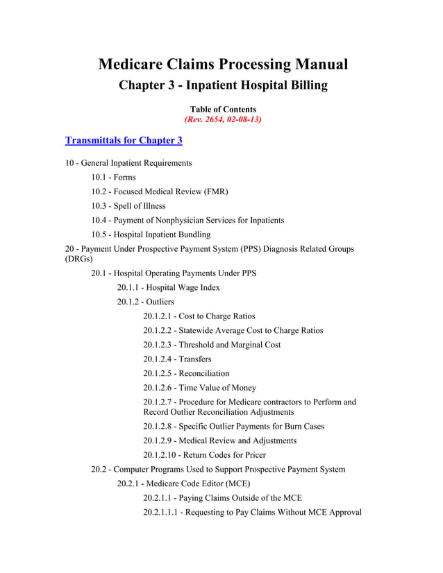 Medicare claims processing manual PDF