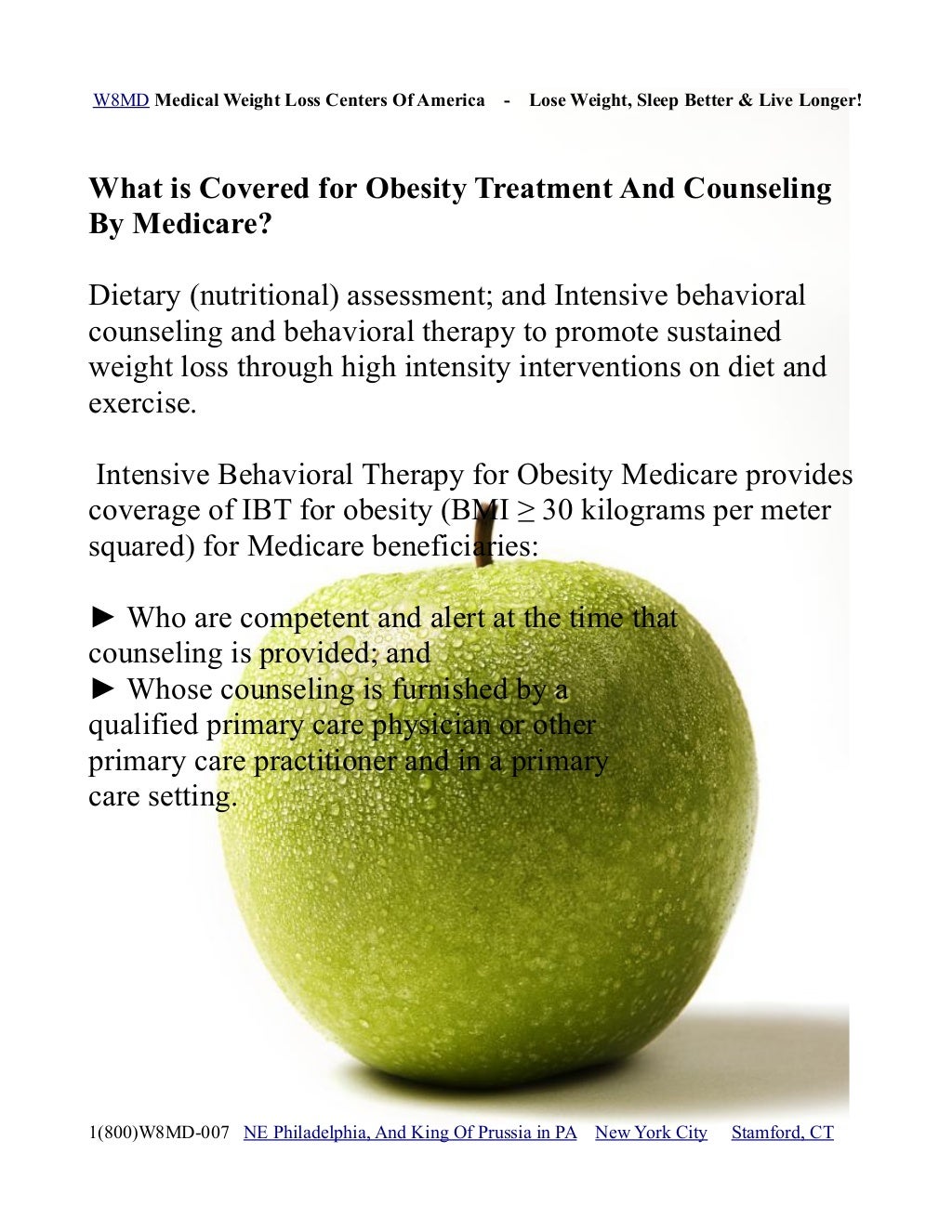 Medicare coverage for weight loss physician and healthcare provider