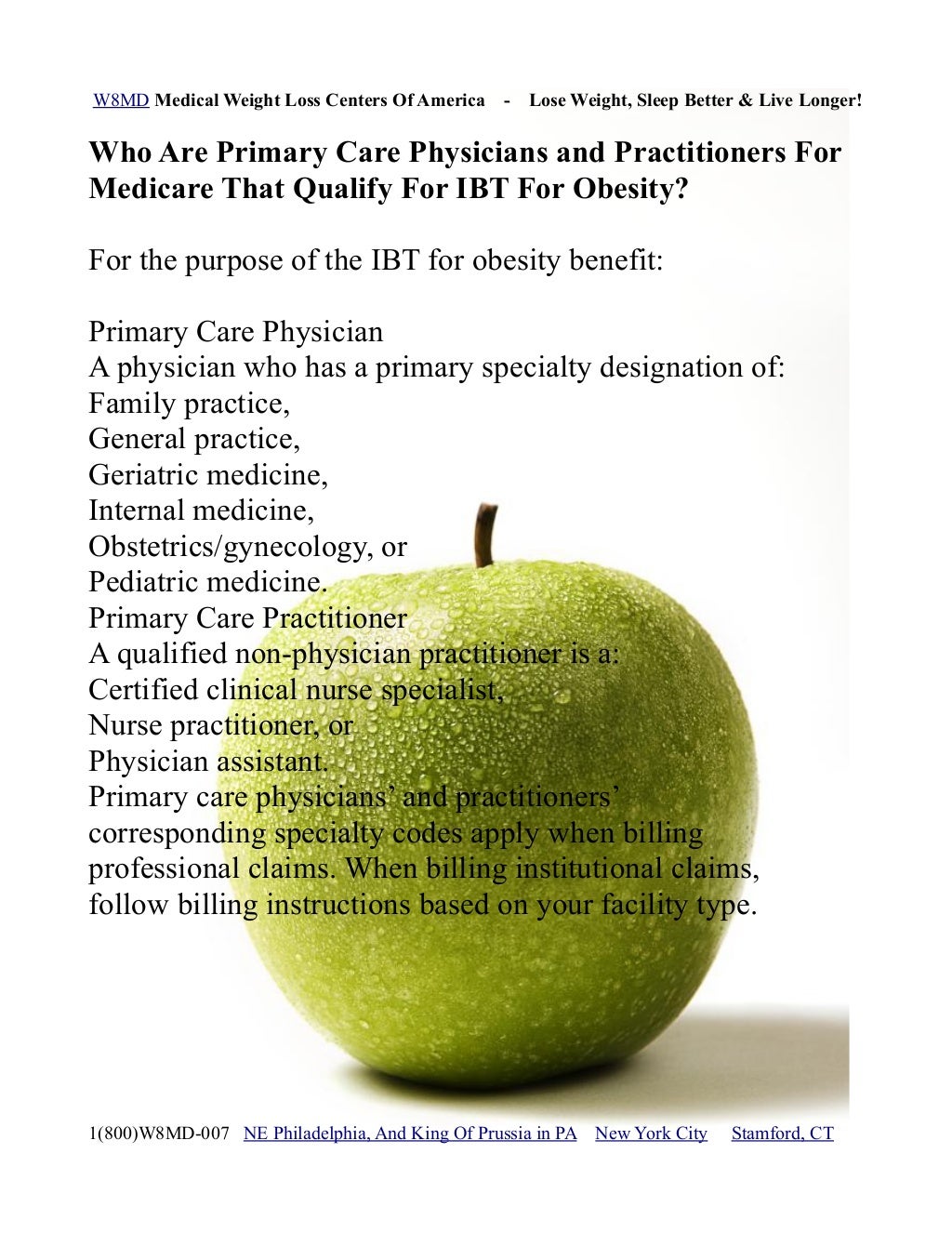 Medicare coverage for weight loss physician and healthcare provider
