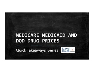 MEDICARE	
  MEDICAID	
  AND	
  
DOD	
  DRUG	
  PRICES	
  
Quick	
  Takeaways	
  	
  Series	
  	
  
 