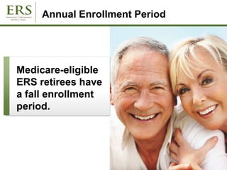 Annual Enrollment Period
Medicare-eligible
ERS retirees have
a fall enrollment
period.
 