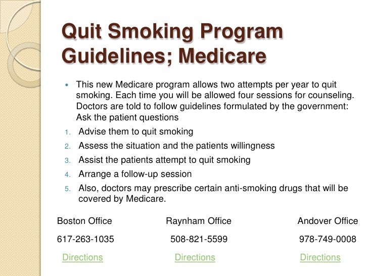 Medicare to help people quit smoking; medicaid law