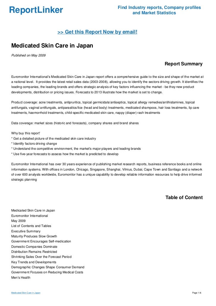 Medicated Skin Care In Japan