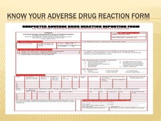 KNOW YOUR ADVERSE DRUG REACTION FORM
 