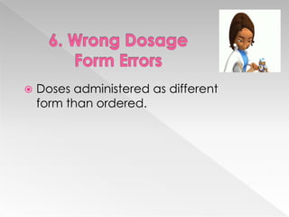    Doses administered as different
    form than ordered.
 