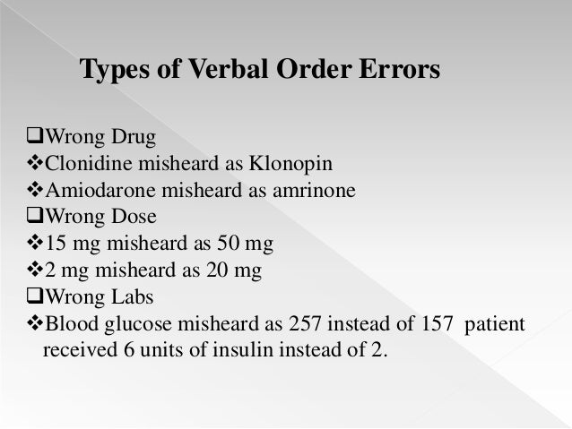 Furosemide Medication Error