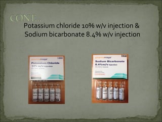 Potassium chloride 10% w/v injection &
Sodium bicarbonate 8.4% w/v injection
 