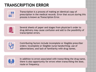 medication Error occur in hospital setting | PPTX