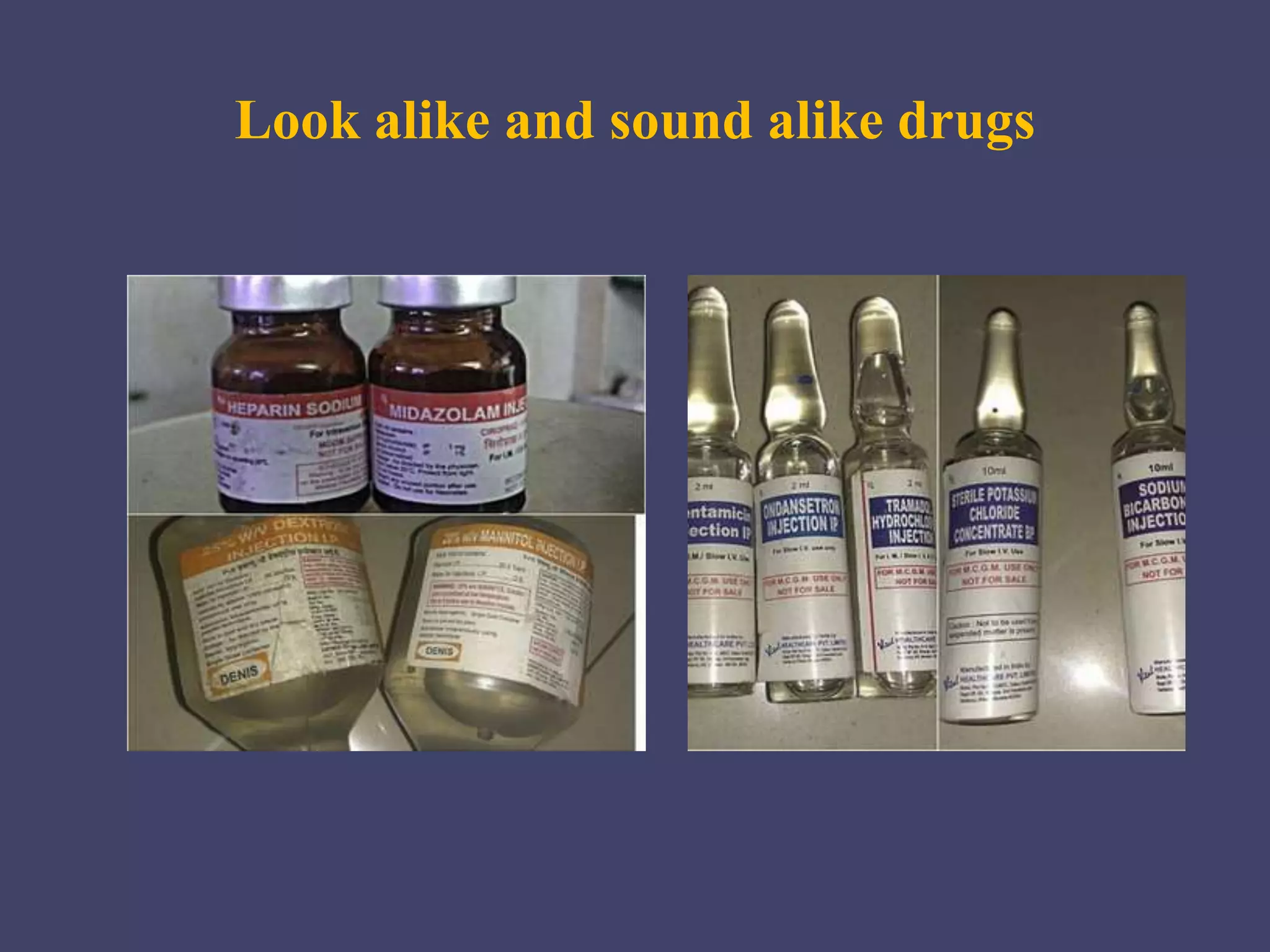 Look alike and sound alike drugs
 