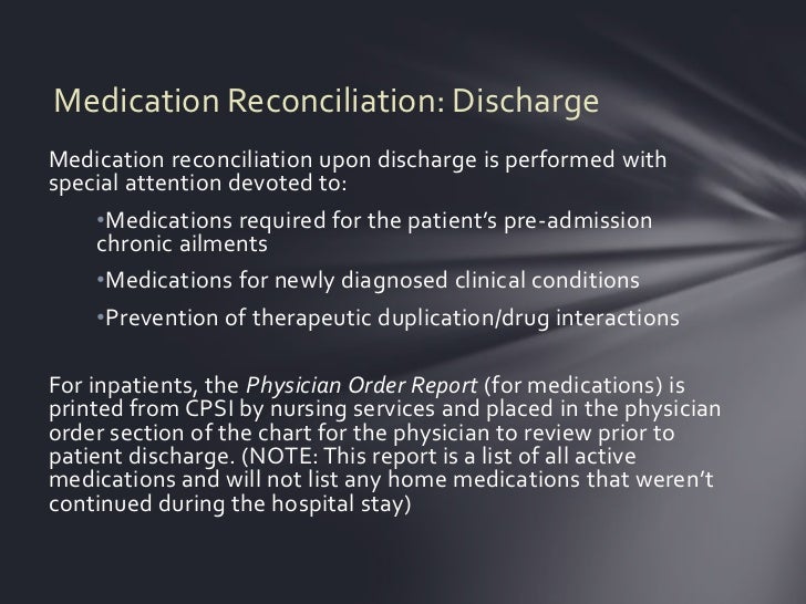 Medication reconciliation