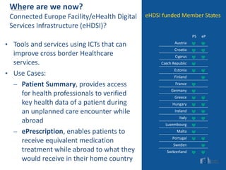 Where are we now?
Connected Europe Facility/eHealth Digital
Services Infrastructure (eHDSI)?
eHDSI funded Member States
PS...