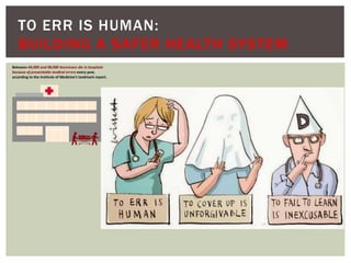 TO ERR IS HUMAN:
BUILDING A SAFER HEALTH SYSTEM
 