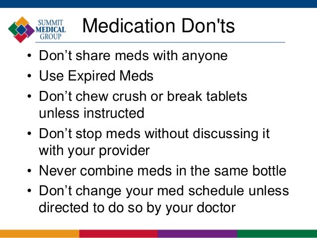 Proper Medication Use Proper Use Of Medications
