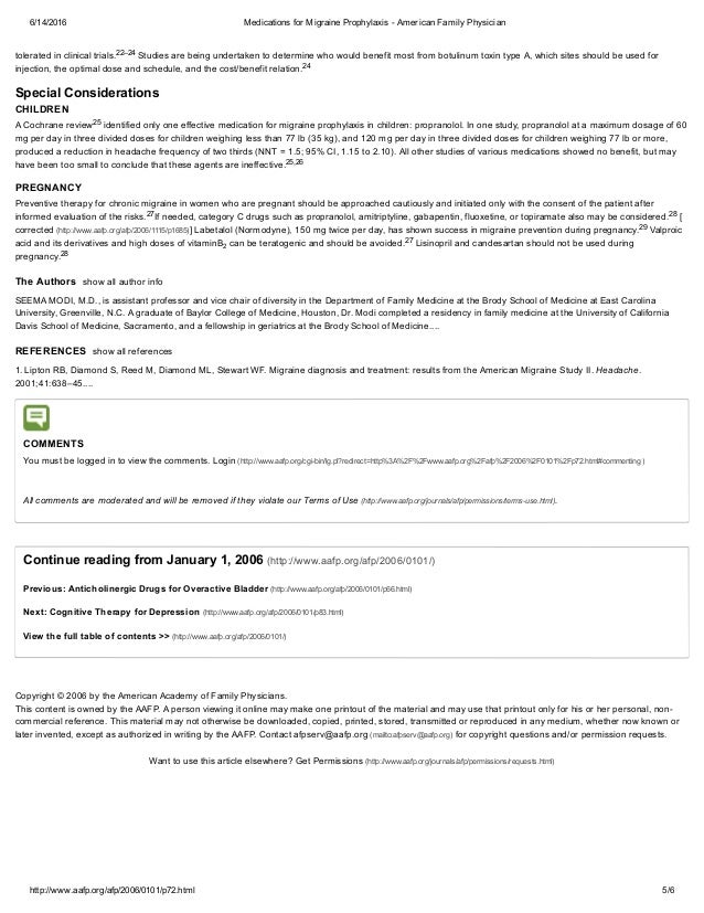 Medications for migraine prophylaxis.