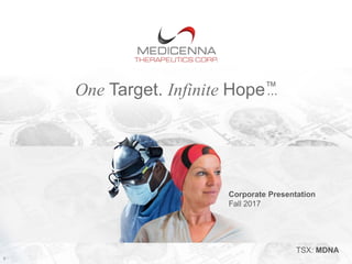 One Target. Infinite Hope™…
Corporate Presentation
Fall 2017
1
TSX: MDNA
 